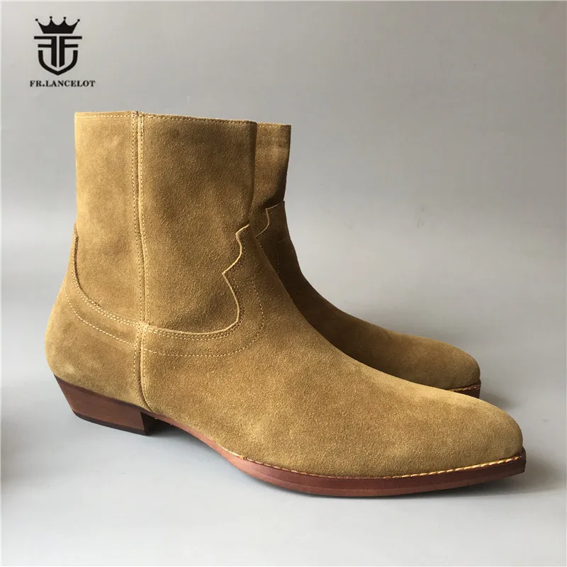 Г., новые мужские ботинки челси ручной работы в европейском стиле ботинки в стиле панк на толстой подошве с квадратным носком Мужская обувь, увеличивающая рост