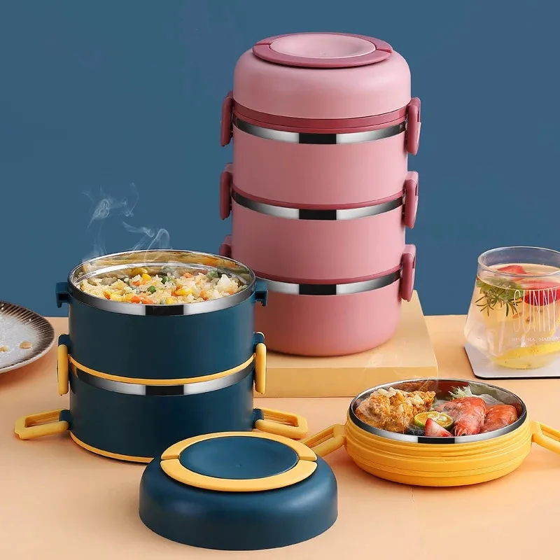 

2pcs/lot Stainless steel insulatedlunchbox fast food box student multi-layer sealed lunch box split lunch box portable lunch box