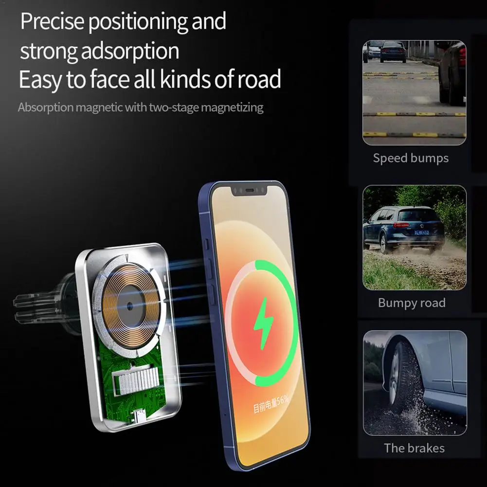 15W Magnetic Adsorption Phone Car Holder Mag Charger Safe Magnet Fast Wireless Charging Mount in For iPhone 13 Pro 12Pro Max | Мобильные