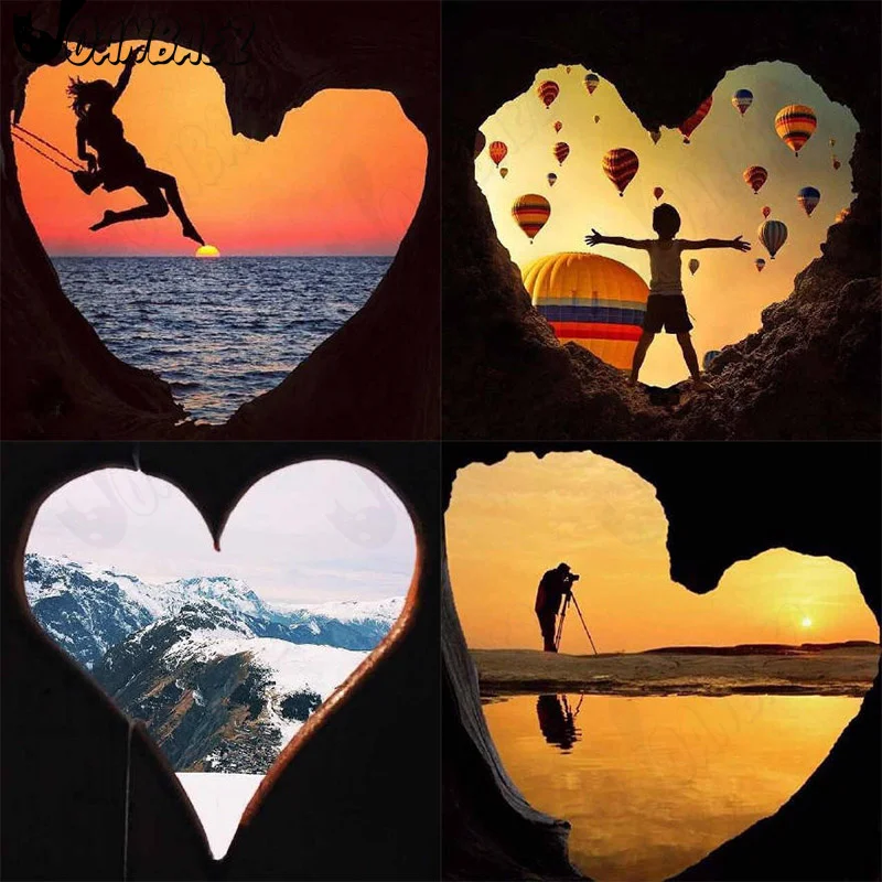 

Romantic Landscape Diamond Painting 5D Diy Heart-Shaped Mosaic Applique Diamond Embroidered Character Cross Stitch Inlaid Gift
