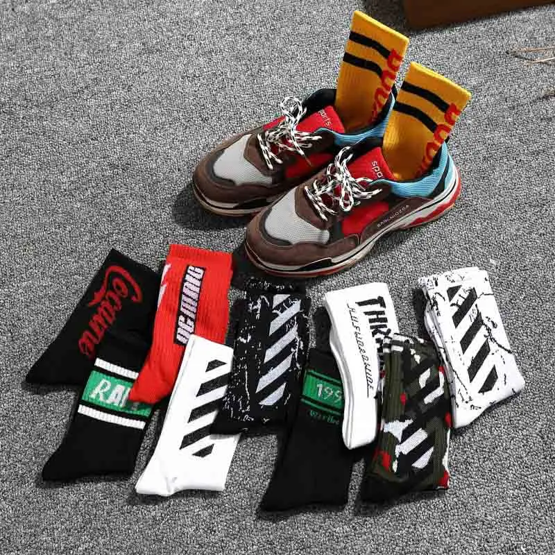 Новые мужские носки средней длины из полиэстера и женские в стиле хип-хоп Модные