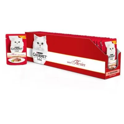 Корм влажный Gourmet Mon Petit для кошек с лососем, 50 г(30 шт