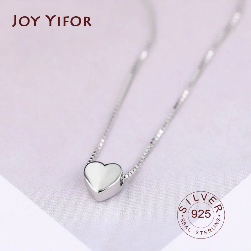 

Fashion Minimalist Smooth Heart Shaped Pendant Necklace 925 sterling Silver Cute Charm Necklace For Women