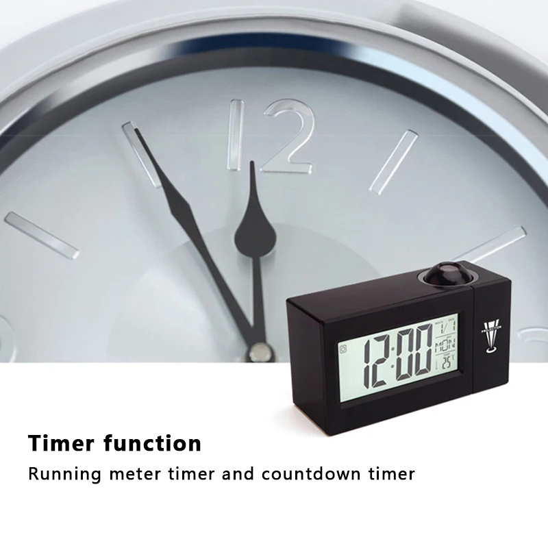 Junejour цифровой ЖК-будильник проекция времени потолочный дисплей Повтор