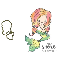 clear stamps and cutting dies beautiful mermaid girl sweet long hair for diy scrapbook photo album craft card 2021 new