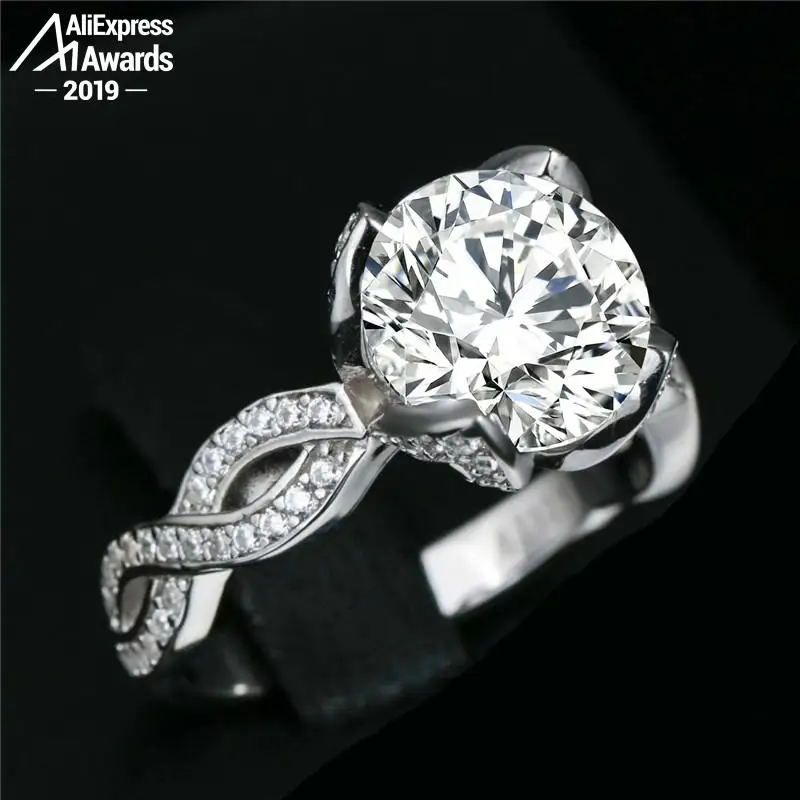 Oh My God So beautiful не поддельные круглые огранки S925 Серебряное кольцо SONA бриллиантовый