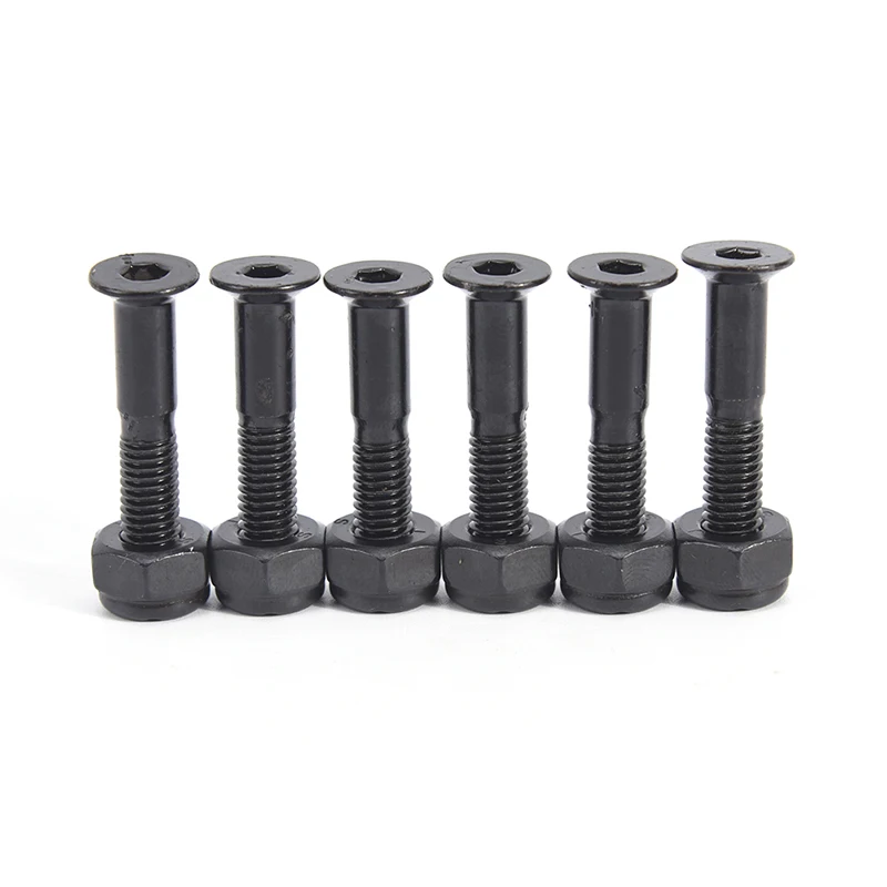 

8 Pair Skateboard 25mm Black Hard Ware Bolts Parts Double Rocker Parts Screws