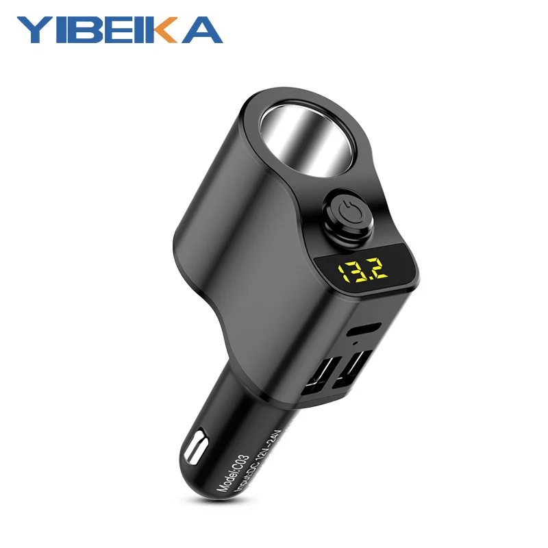 YIBEIKA автомобильное зарядное устройство с двойным USB цифровым дисплеем