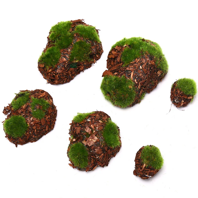 

6Pcs Artificial Moss Stone Grass Green Plant Micro Landscape Garden Decoration Pet Toy Home Garden Decoration