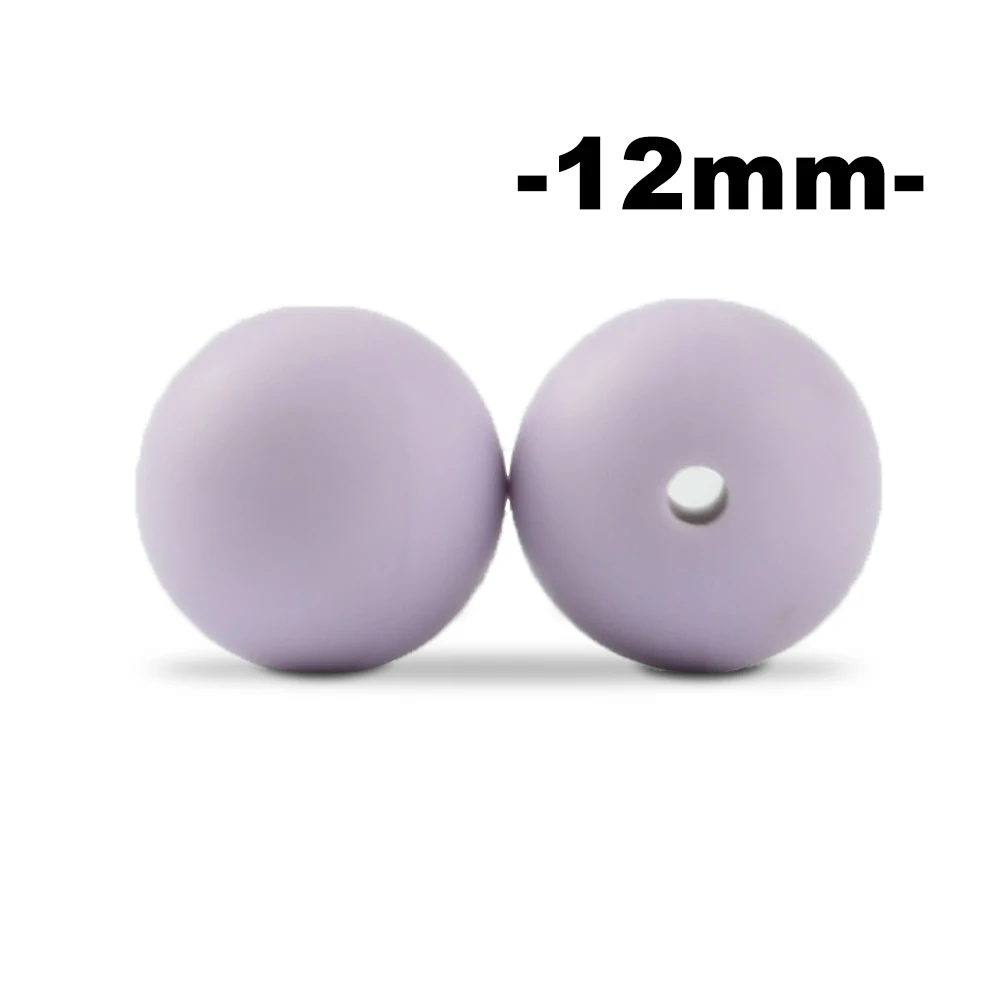 lavender fog LOFCA, 12 мм, 100 шт., силиконовые бусины для прорезывания зубов, Прорезыватель для зубов, ожерелье для кормления ребенка, соска, зажим для ухода за полостью рта, не содержит бисфенола, пищевой, цветной - Цвет: lavender fog