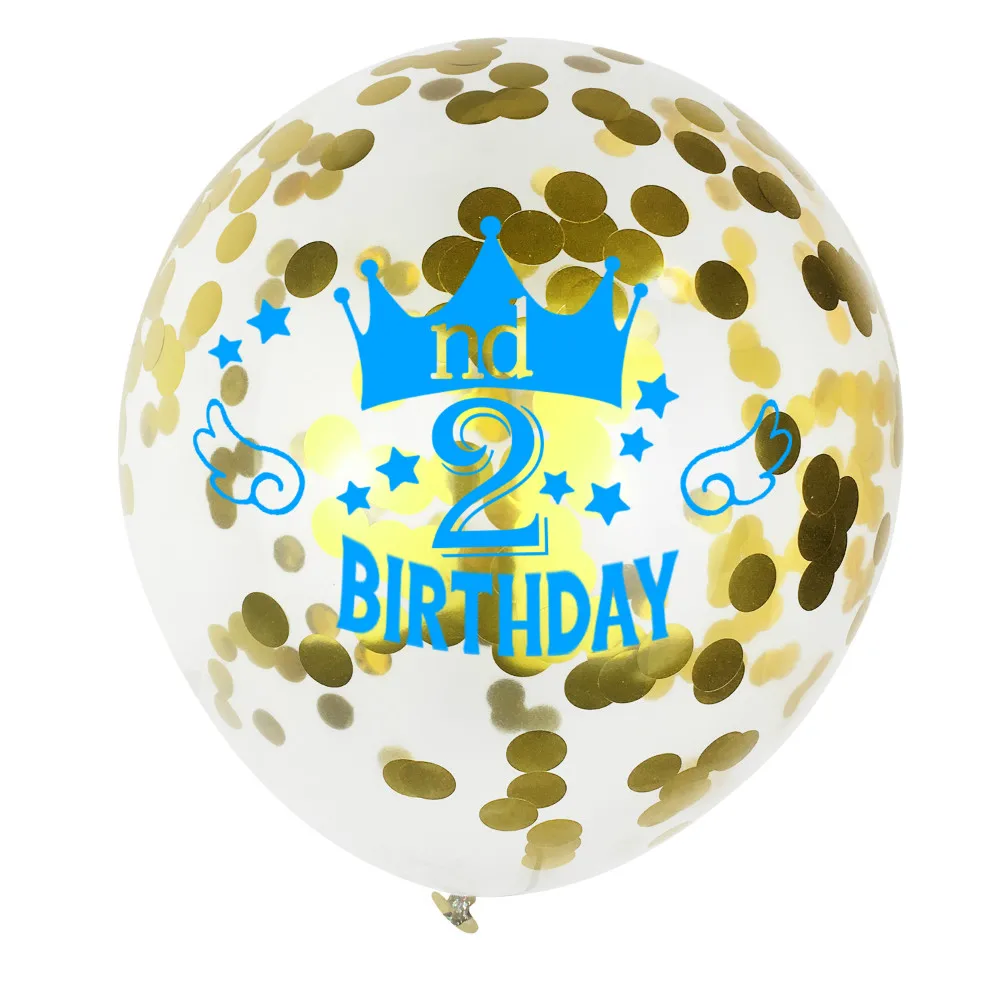 

ZLJQ Kids 1st 2nd 3rd Birthday Balloons Happy Birthday Confetti Ballon Party Decorations Pink Blue Helium Balon Baby Shower