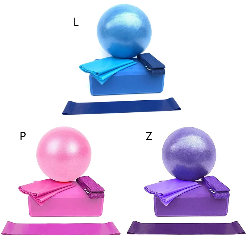 

Household 25 CM Yoga Ball Five-Piece Home Fitness Yoga Brick Stretching Latex Tension Band Boosting Yoga Mat Pilates Yoga Bands