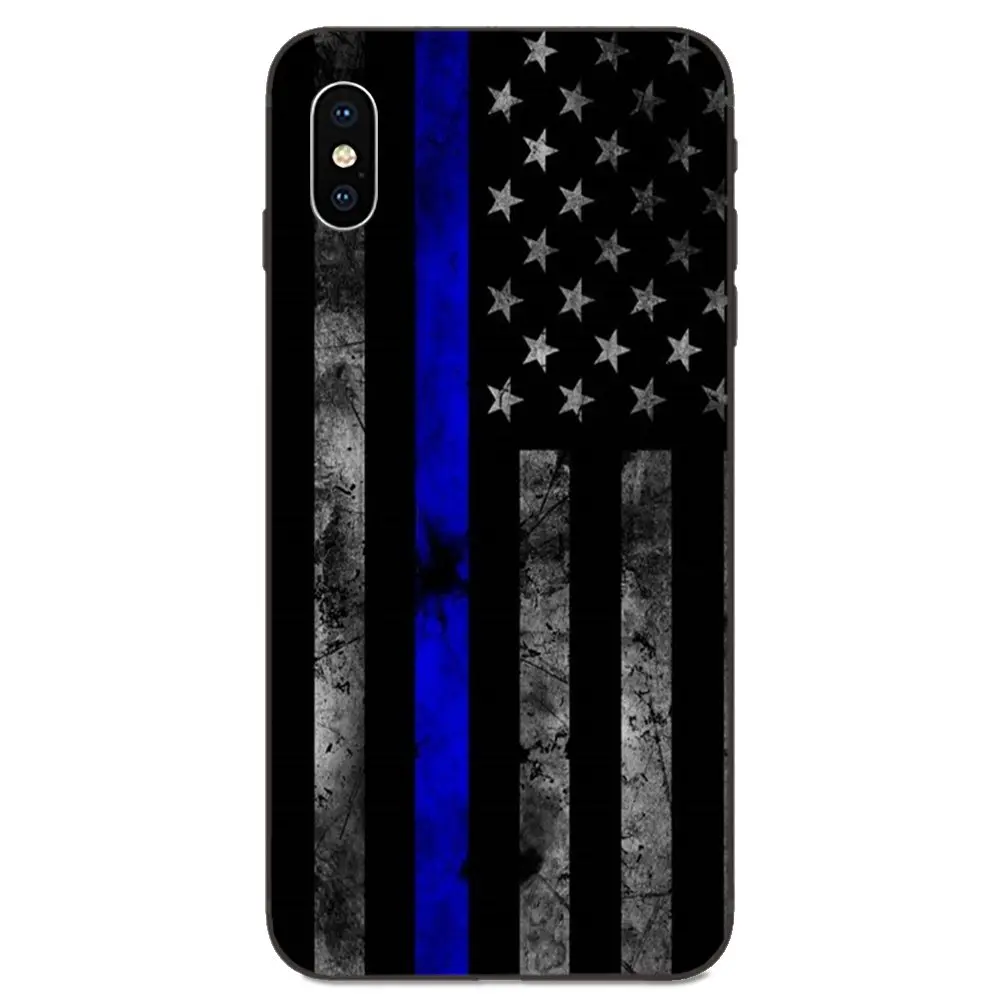 TPU Design Thin Blue Line American Us Flag For Galaxy A8 A9 Star Note 4 8 9 10 S3 S4 S5 S6 S7 S8 S9 S10 Edge Lite Plus Pro G313 | Мобильные