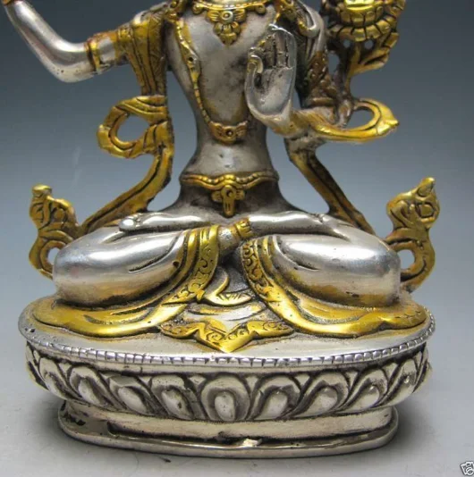 

Chinese Silver Bronze Gilt Tibetan Buddhism Statue --- Manjushri Buddha