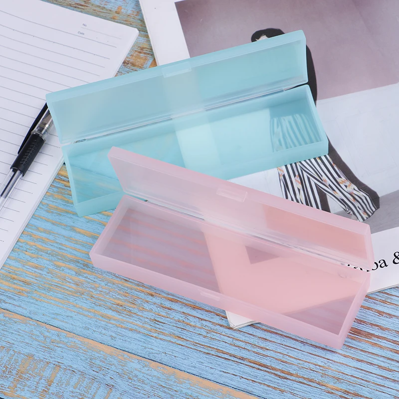 

Transparent Simple Pencil Case Frosted Plastic Pencil Pens Storage Box Stationery Supplies