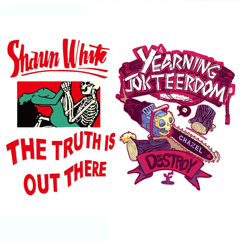 С помощью утюга с текстовой нашивкой черепом в стиле панк-рок патчи для одежды