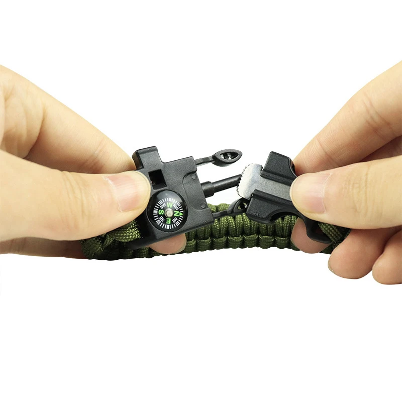 

1pcs Emergency Bracelet Survival Parachute High-Jump Multi Functional Outdoor Tools Scraper Whistle Buckle Jewelry