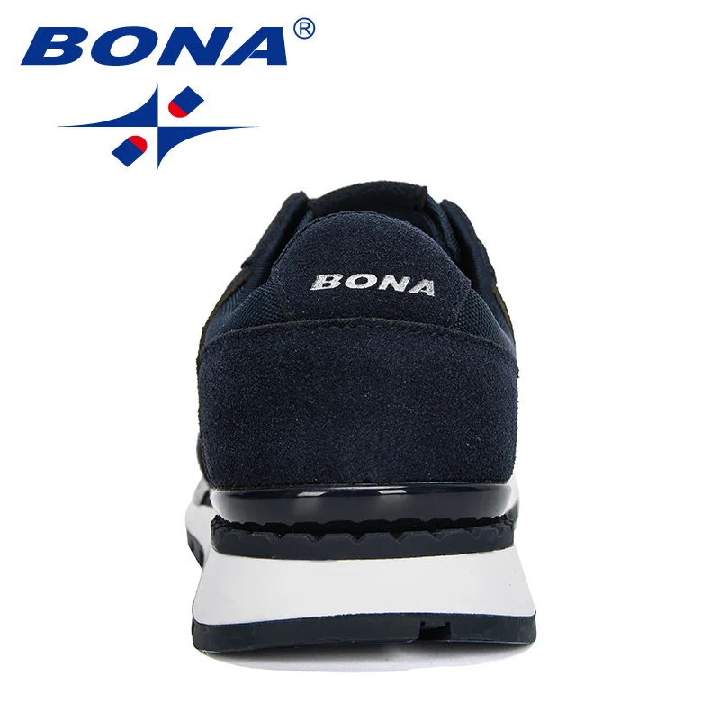 BONA 2020 Suede Leather Men Running Shoes Zapatillas Hombre Deportiva Man Lace-Up Jogging Sneakers Men Sport Shoes Comfortable
