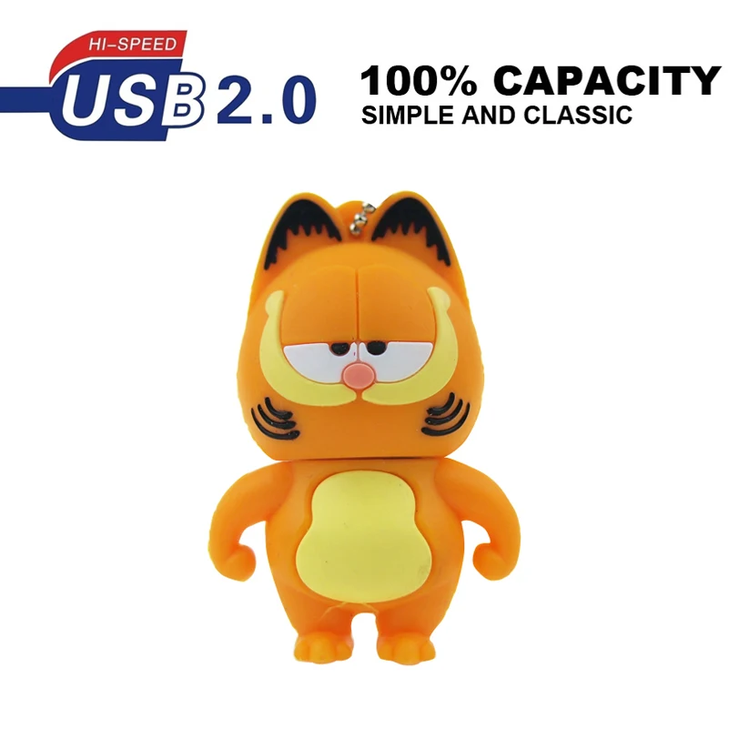 Реальная емкость Usb 2 0 Забавный силиконовый мультяшный флеш накопитель Гарфилд
