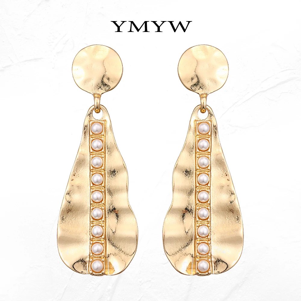YMYW золотистые модные капли воды Длинные висячие серьги 2019 новый искусственный