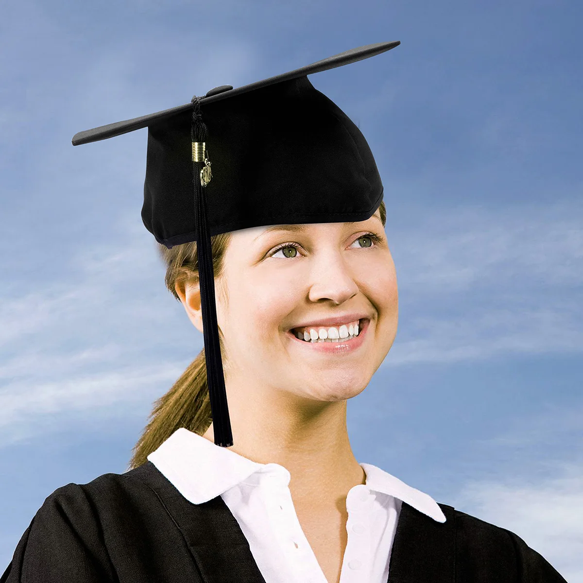 Регулируемая шляпа для выпускного вечера квадратная классическая черная