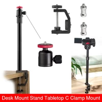desk mount stand tabletop c clamp mounting adjustable table stand aluminum for dslr camera light video light mic tripod kit