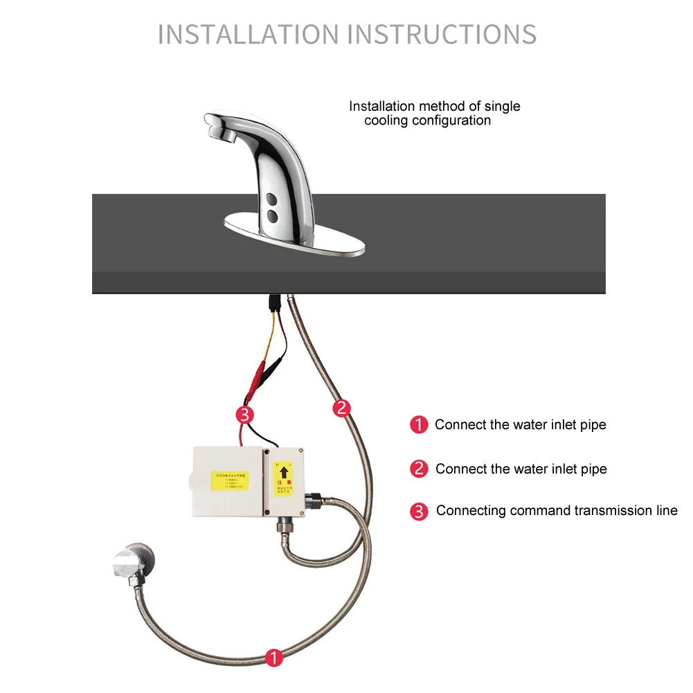 

Modern Sink Home Splash Proof Touch Free Sensor Faucet Copper Bathroom Inductive Cold Water Tap Basin Automatic Infrared