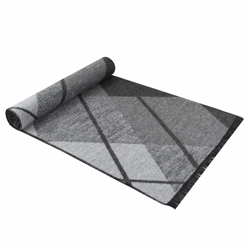 Роскошный шарф из пашмины мужской теплый в клетку с рисунком гусиные лапки