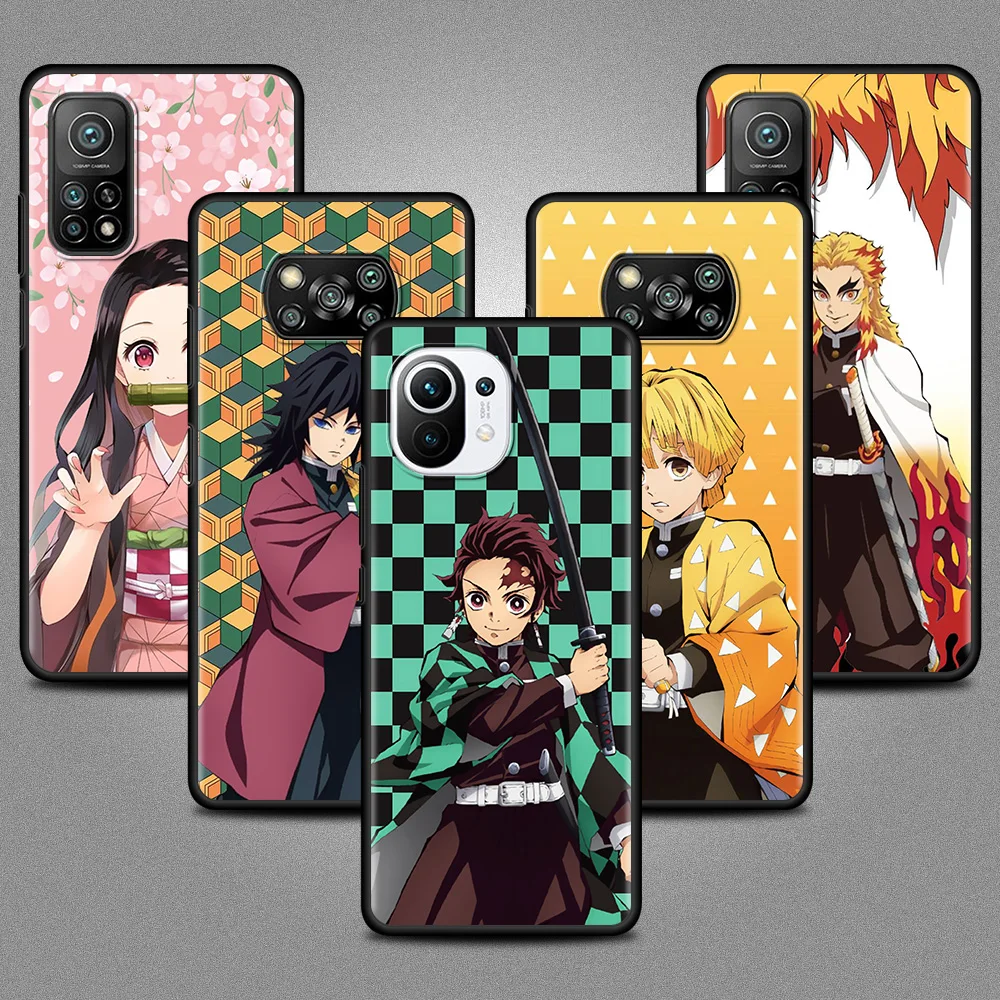 

Anime Demon Slayer Cute Case For Xiaomi Mi 11 Lite 5G 10T Pro 9T Note 10 9 SE A2Lite CC9 CC9E 8Lite 10S 11T Soft Phone Cover