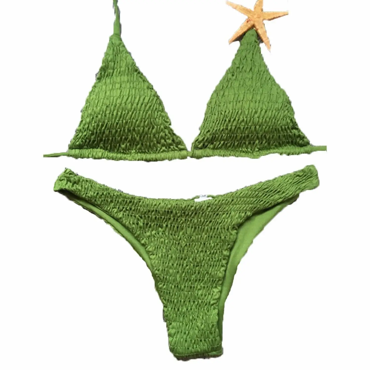 2020 модное сексуальное Плиссированное бикини однотонный купальник женский пуш-ап