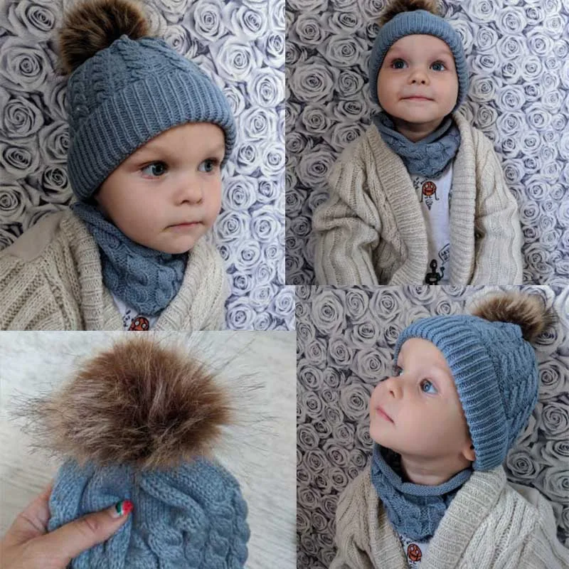 REAKIDS 2 шт./компл. подходит для новорожденных детские зимние шапки + шарф костюм