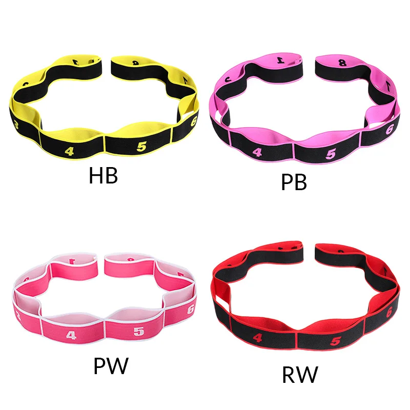 

8 Loops Latin Dance Stretch Strap Nylon Latex Elastic Band Stretching Tool Tension Rope Gym Fitness Sport Belt Pilates