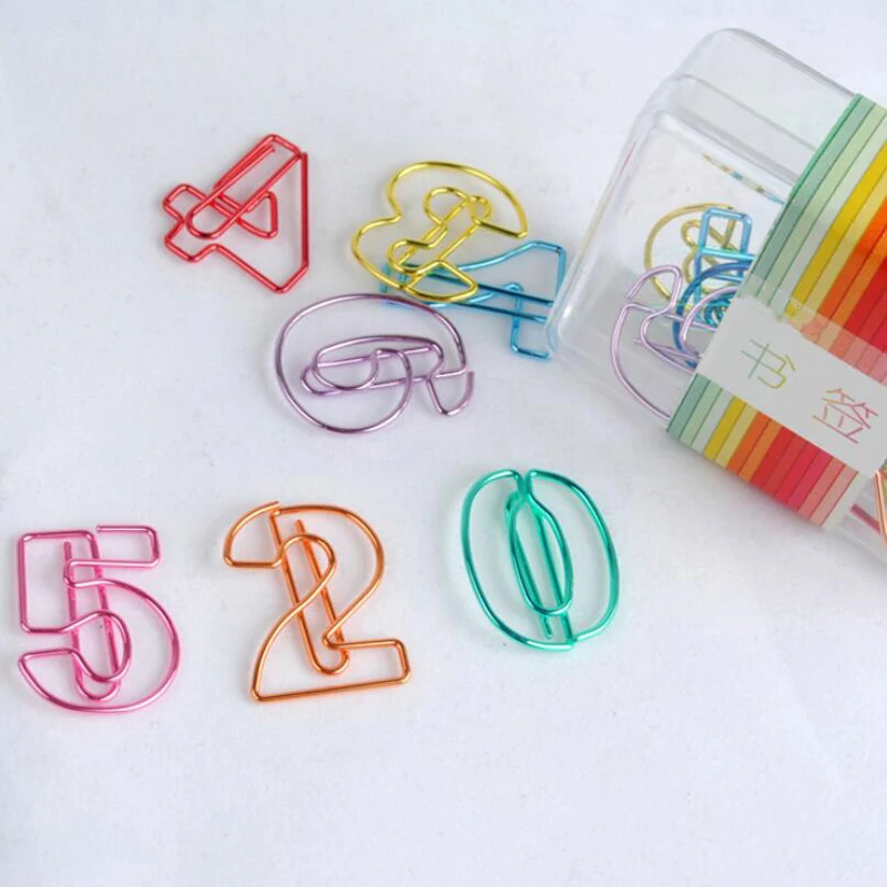 10 шт./упак. Творческий номер 0-9 в штучной упаковке Цвет скрепки для бумаги