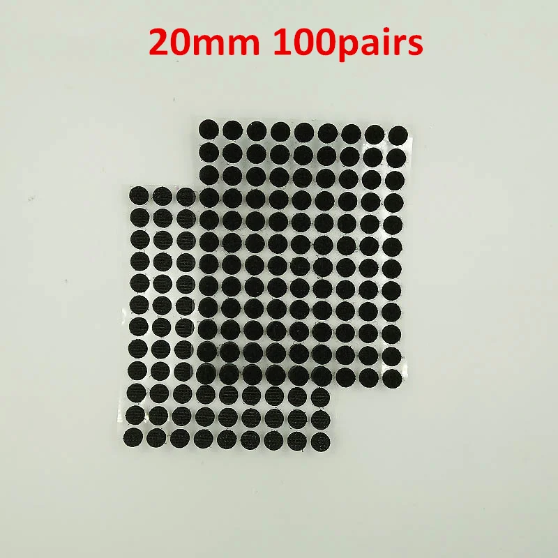 Black 20mm 100pairs 100 пар 10 мм Цветная Клейкая крепежная лента в горошек липучка и петля Волшебная Наклейка круглая прочная Самоклеящаяся Двойная блокирующая волшебная лента - Цвет: Black 20mm 100pairs