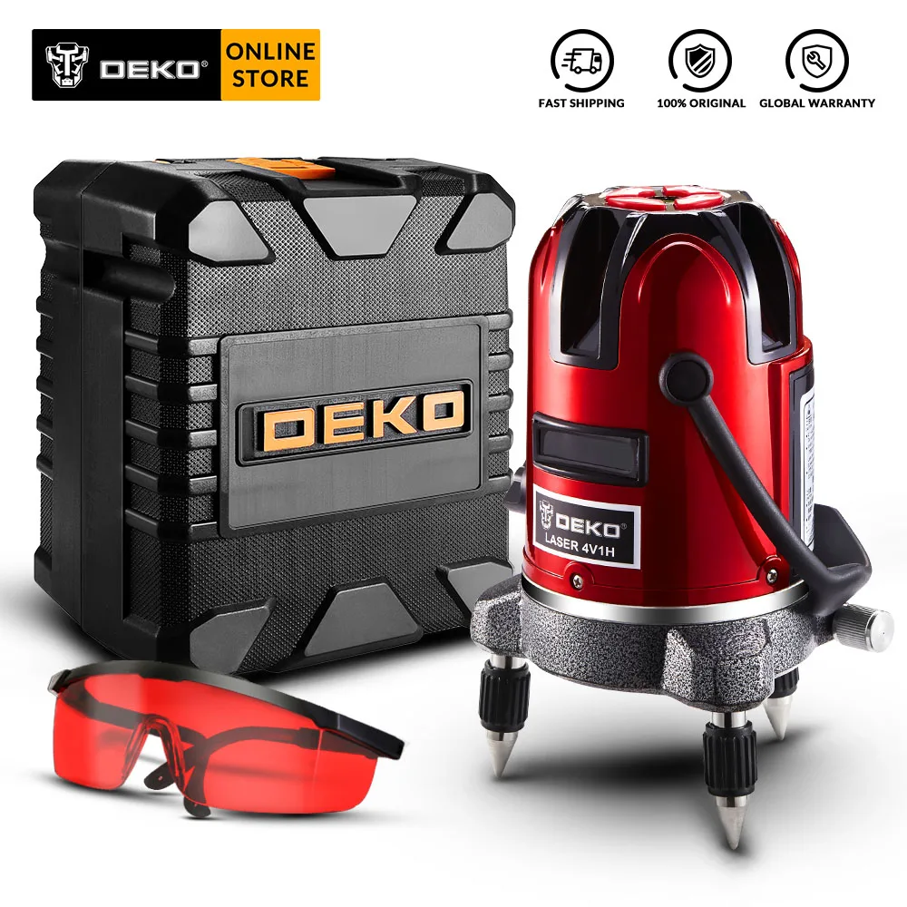 DEKO LL5 Series 360 градусов самонивелирующийся 5 линий 6 точек лазерный уровень горизонтальный и вертикальный красный/зеленый лазер высокая видимость