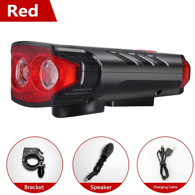 

Solar Headlight Bicycle With Horn 2T6 Night Riding USB Rechargeable Headlight Equipped With Bicycle Glare Flashlight