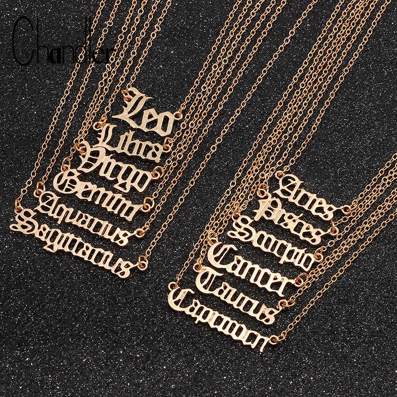Ожерелье Chandler для женщин чокер со знаками зодиака 12 дюймов Золотой Лев Козерог