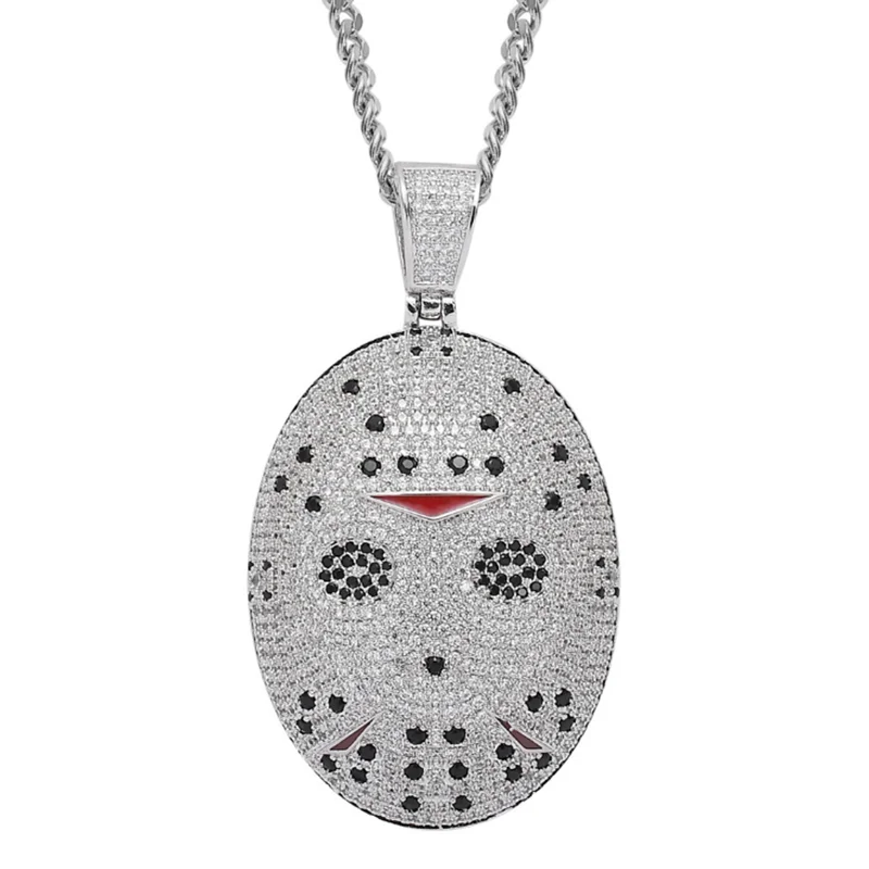 Стразы мужское ожерелье лед из кубического циркония в стиле хип-хоп маска кулон