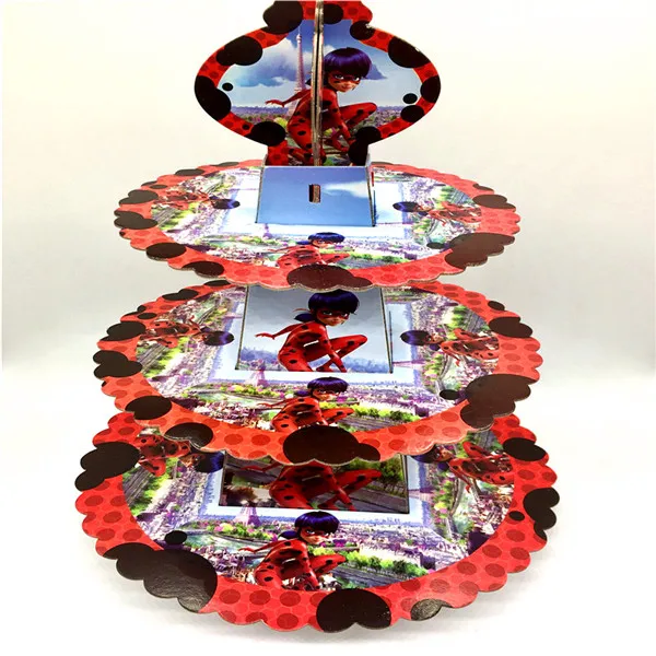 Cake Stand-1pack 1 шт. мультяшная Божья коровка для девочек, принадлежности для дня рождения, принадлежности для карт, одноразовые скатерти, детские украшения для дня рождения - Цвет: Cake Stand-1pack