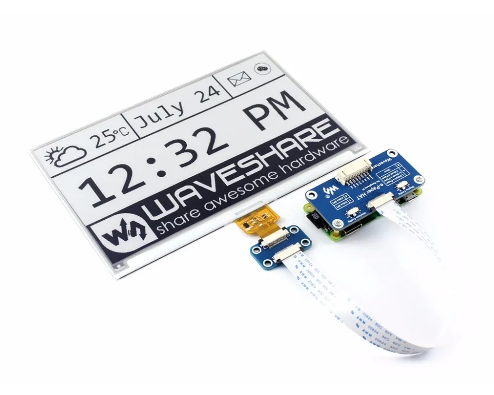 800x480 7 5 дюймовый E Ink HAT paper Display поддерживает Raspberry Pi STM32 двухцветный сверхнизкое