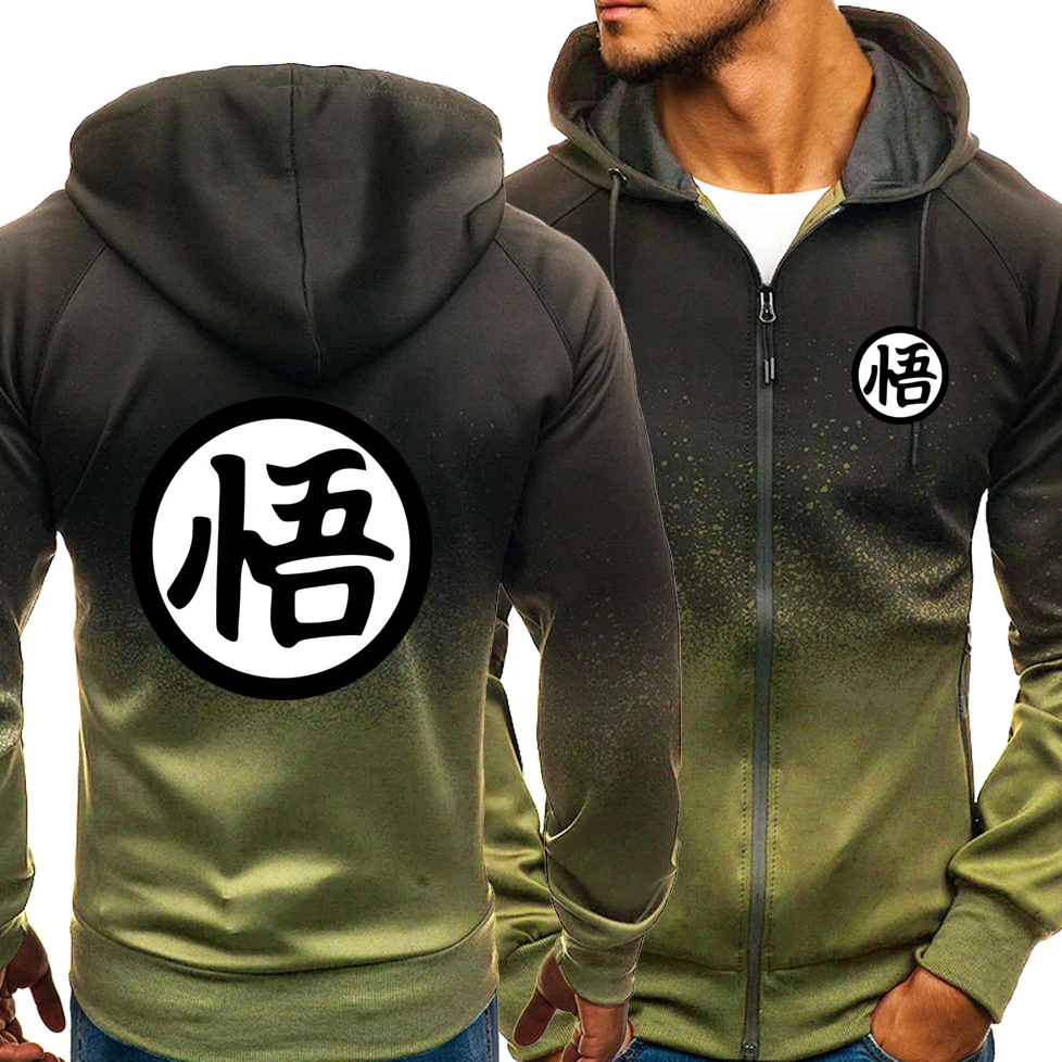 

Spring Autumn New Hoodies Men Fashion Anime Z Leisur Fashion HipHop Harajuku Gradient color Long sleeve zipper Jacket Clothing