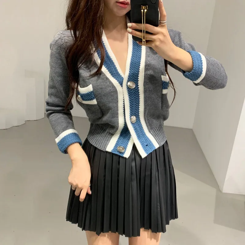 gray cardigan women RealShe, женский кардиган,, v-образный вырез, длинный рукав, карманы, пуговицы, свитеры, кардиган для женщин, весна, Повседневный, тонкий, Свитера для девушек - Цвет: gray cardigan women