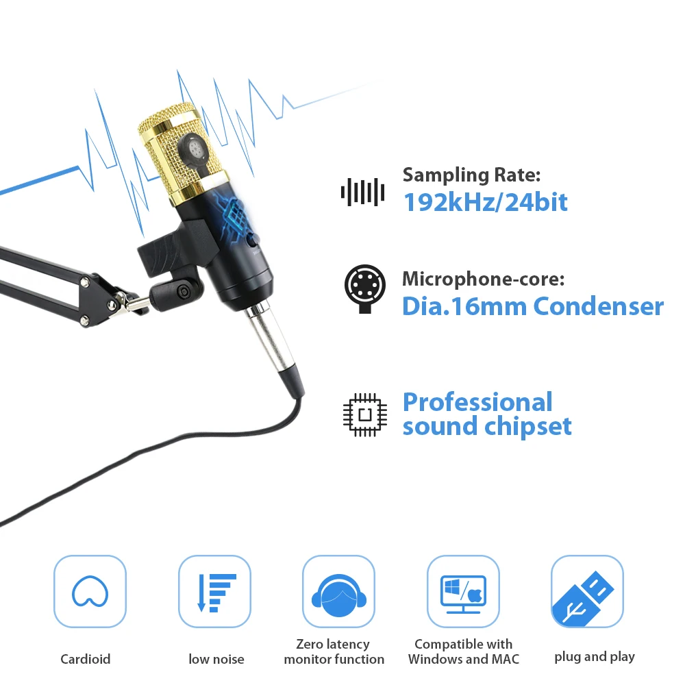Микрофон microfono bm 900 USB для караоке Студийный конденсаторный микрофон 800 записи
