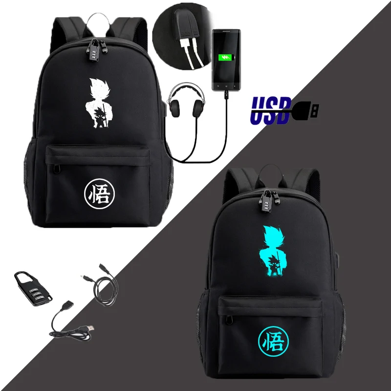 Style A1 IMIDO Dragon Ball Z рюкзаки светящиеся студентов мультфильм зарядка через usb плечи рюкзак черный дышащий обратно в школу сумка - Цвет: Style A1