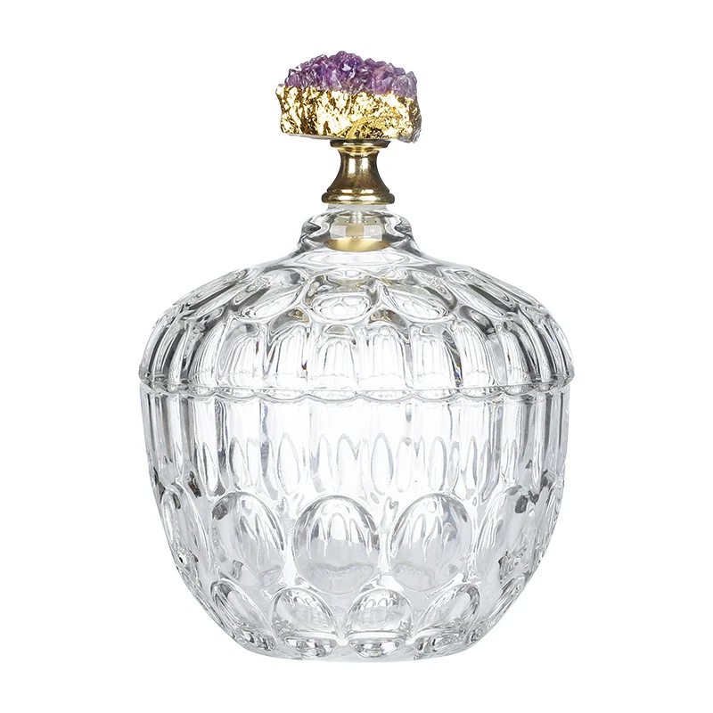 

Crystal Glass Sugar Bowl Light Luxury Household Coffee Table Dining Table Simple Decorative European Snack Dried Fruit Jar