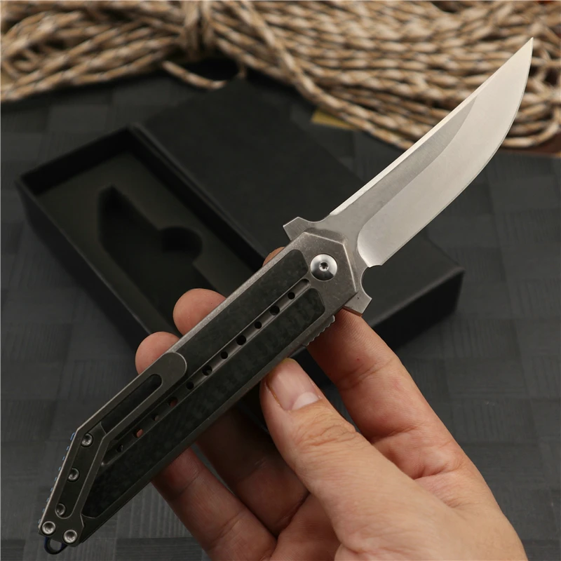Jual Pisau Lipat S35vn Serat Karbon TC4 Alat Luar Ruangan Paduan Titanium Pisau EDC Praktis Pertahanan Diri Pemotong Tajam Peralatan Taktis