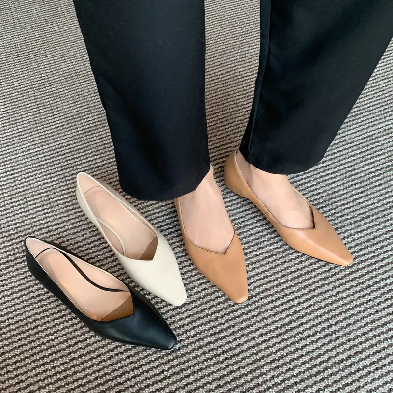 

low Heels office ladies Pumps Work Shoes For Women Genuine Leather Women 2021 Newest Fashion Party Shoes Woman Heels