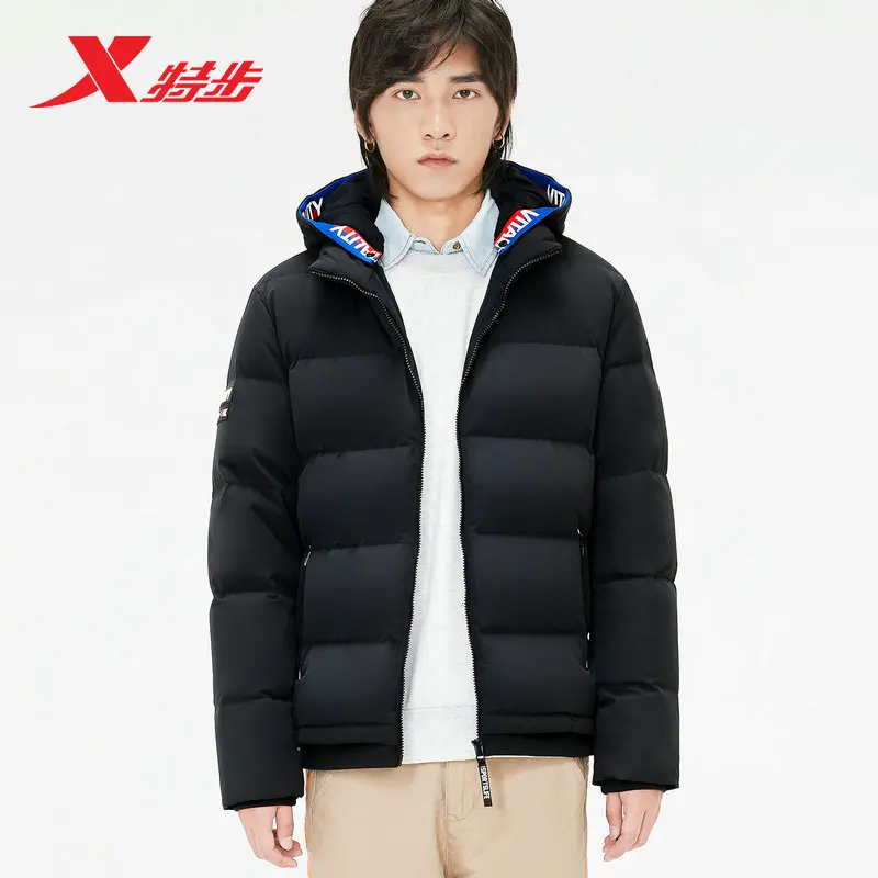 Xtep мужское пуховое водонепроницаемое пальто с капюшоном однотонная теплая парка