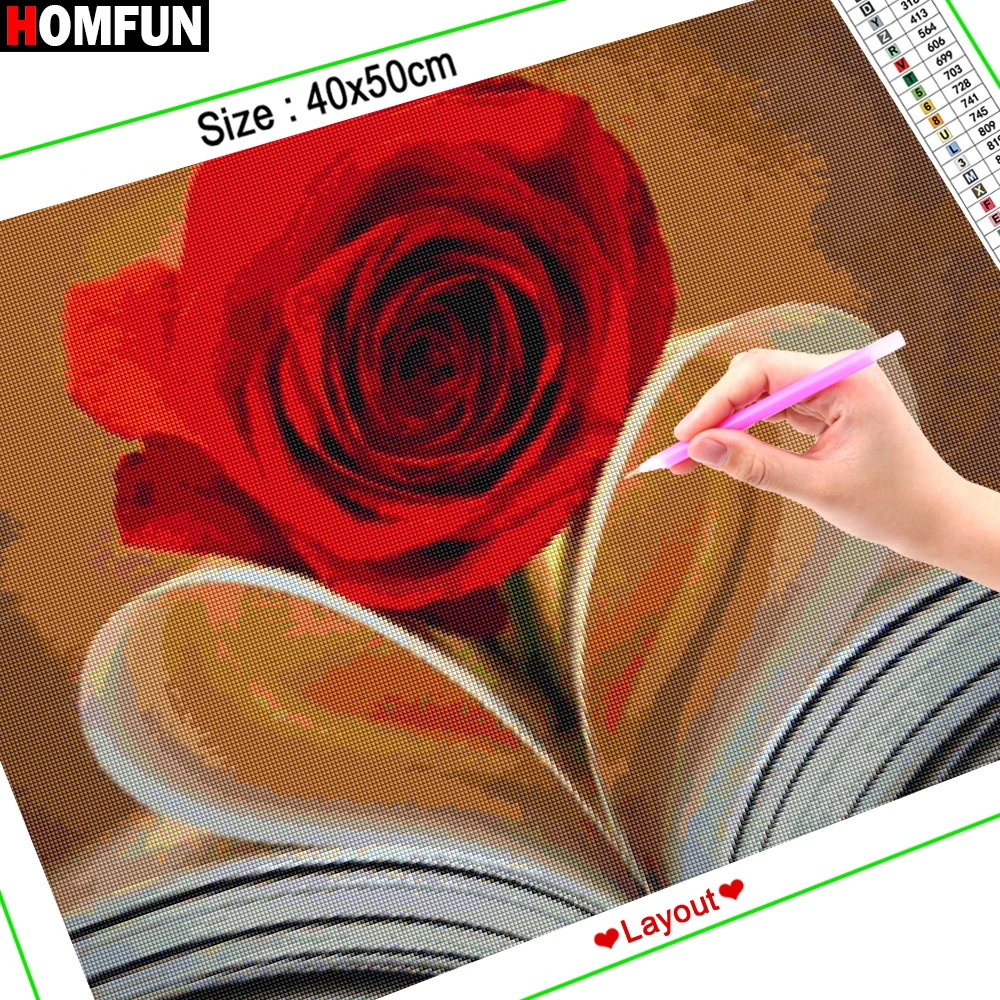 Квадратная/круглая Алмазная 5D картина HOMFUN сделай сам вышивка розовато-книга