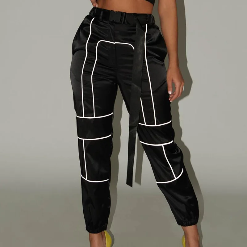 Брюки карго Женские Светоотражающие повседневные штаны султанки популярный